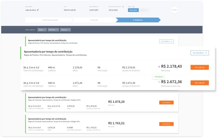 Resultado da calculadora de revisão da vida toda