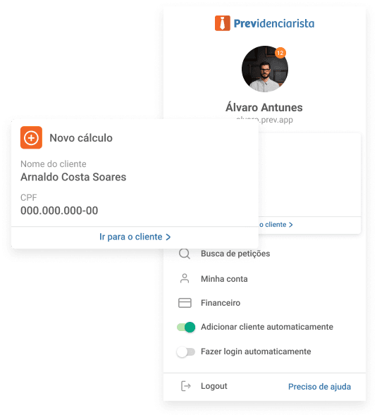 Interface da extensão