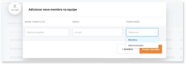 Formulário para adicionar um novo membro na equipe do escritório