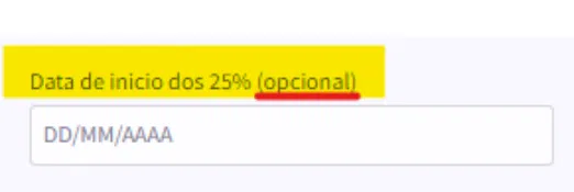 dada do inicio do 25%