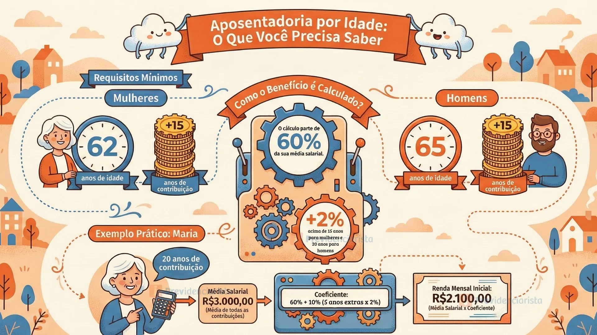 infográfico com exemplo de pedido de aposentadoria por idade